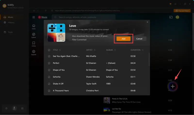 Step 2: add songs you want to download